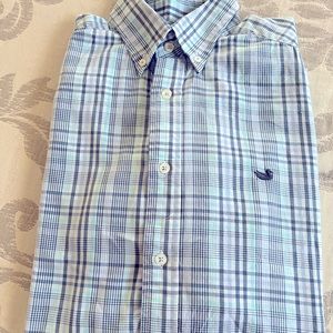 Mens dress shirt plaid. Southern marsh.